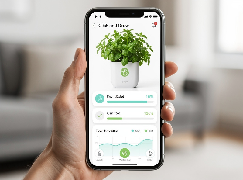 Click and Grow app with plant care guide