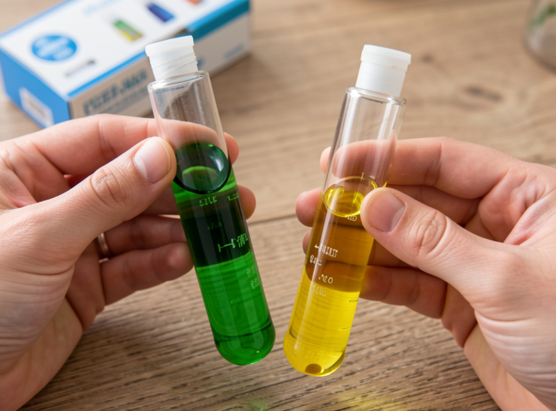 Beginner testing aquaponics water with a liquid test kit showing ammonia and nitrate colours