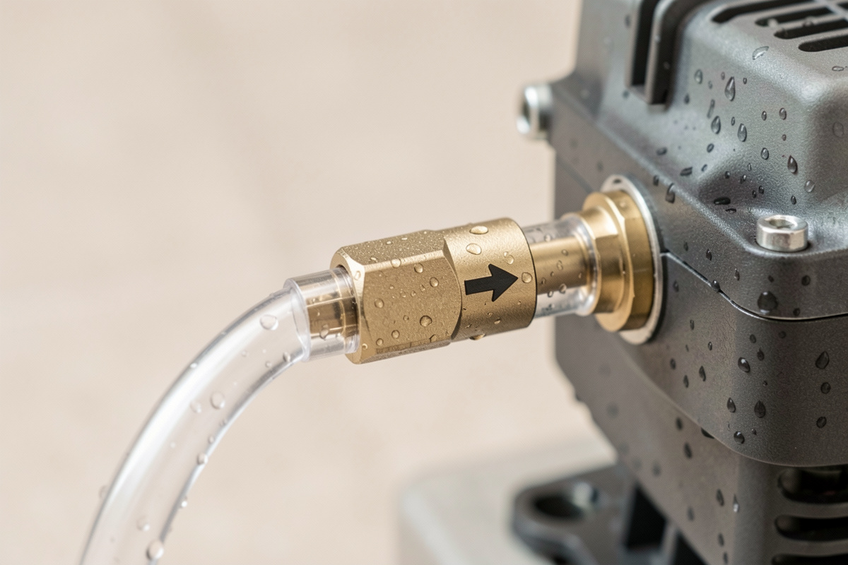 Check valve and airline tubing between an air pump and a hydroponic reservoir