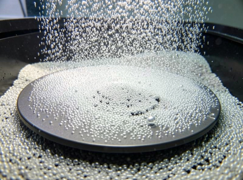 Flat round disc diffuser underwater producing a wide dense curtain of very fine bubbles across a DWC reservoir floor